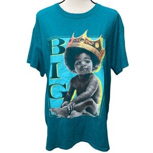 The Notorious B.I.G Baby Biggie Big Poppa Adult Medium Aqua Green Rap Tee Size L
